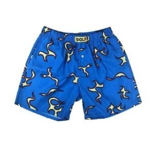Tyler The Creator Flame Golf Shorts Blue